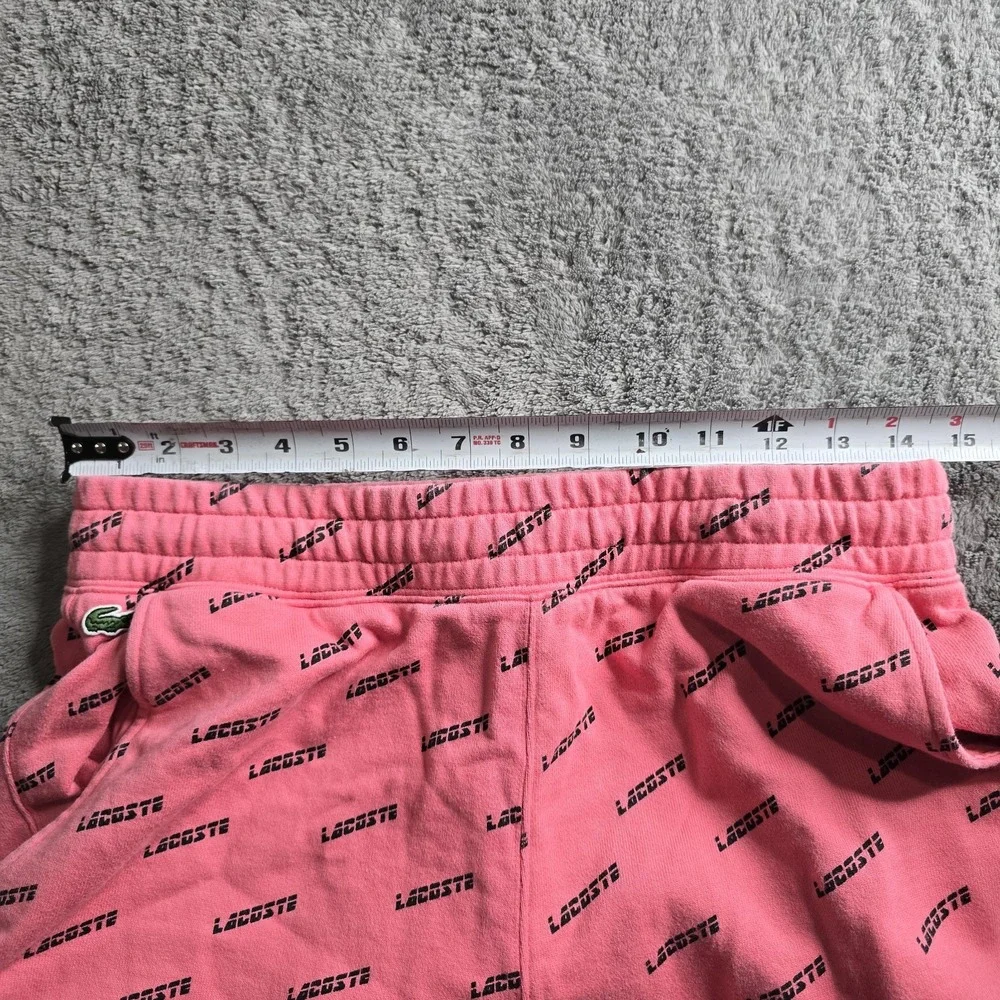 Lacoste Sweatpants Mens Medium Pink LIVE AOP Terry Cloth Fleece Jogger Lounge
